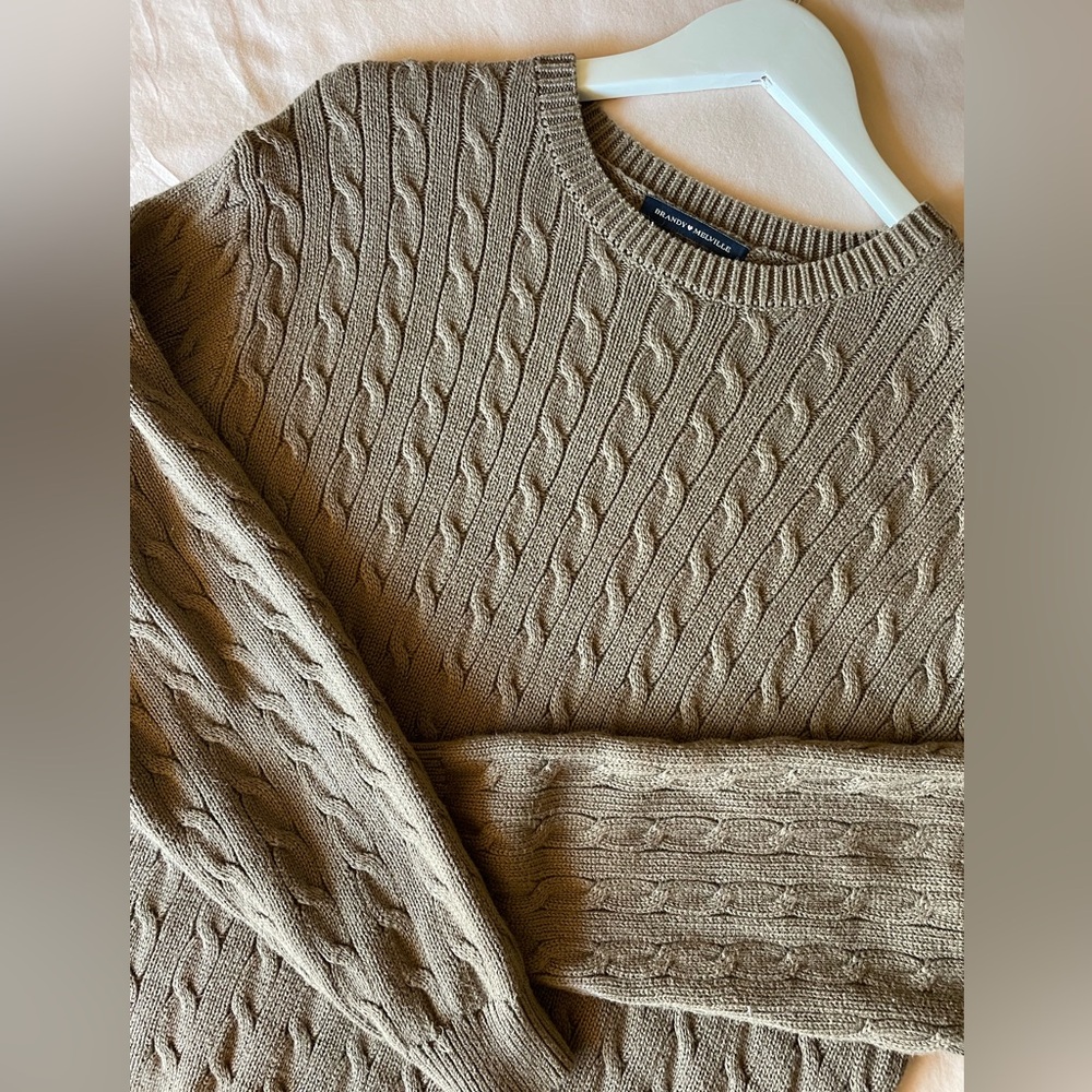 Brandy Melville Brown Cable Knit Sweater